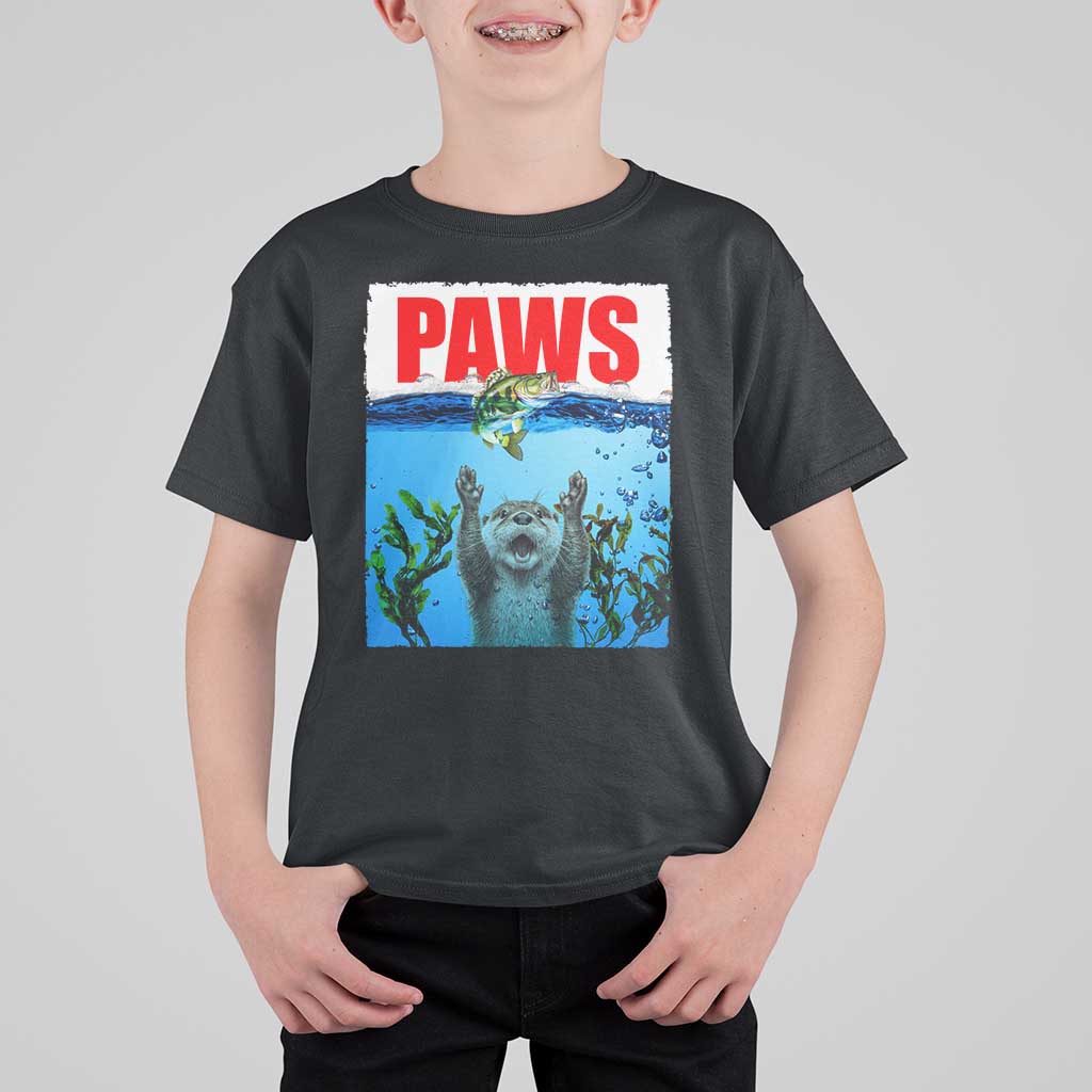Paws Parody T Shirt For Kid Otter Chasing Bass Fish Ocean - Wonder Print Shop