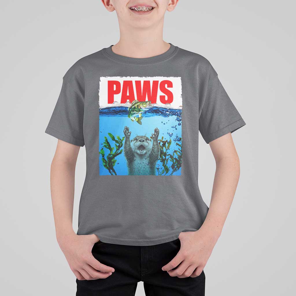 Paws Parody T Shirt For Kid Otter Chasing Bass Fish Ocean - Wonder Print Shop