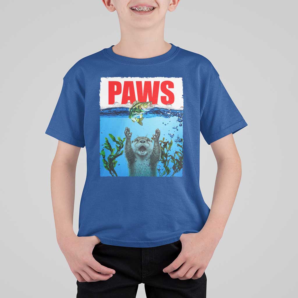 Paws Parody T Shirt For Kid Otter Chasing Bass Fish Ocean - Wonder Print Shop