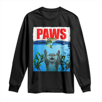 Paws Parody Long Sleeve Shirt Otter Chasing Bass Fish Ocean - Wonder Print Shop