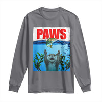 Paws Parody Long Sleeve Shirt Otter Chasing Bass Fish Ocean - Wonder Print Shop