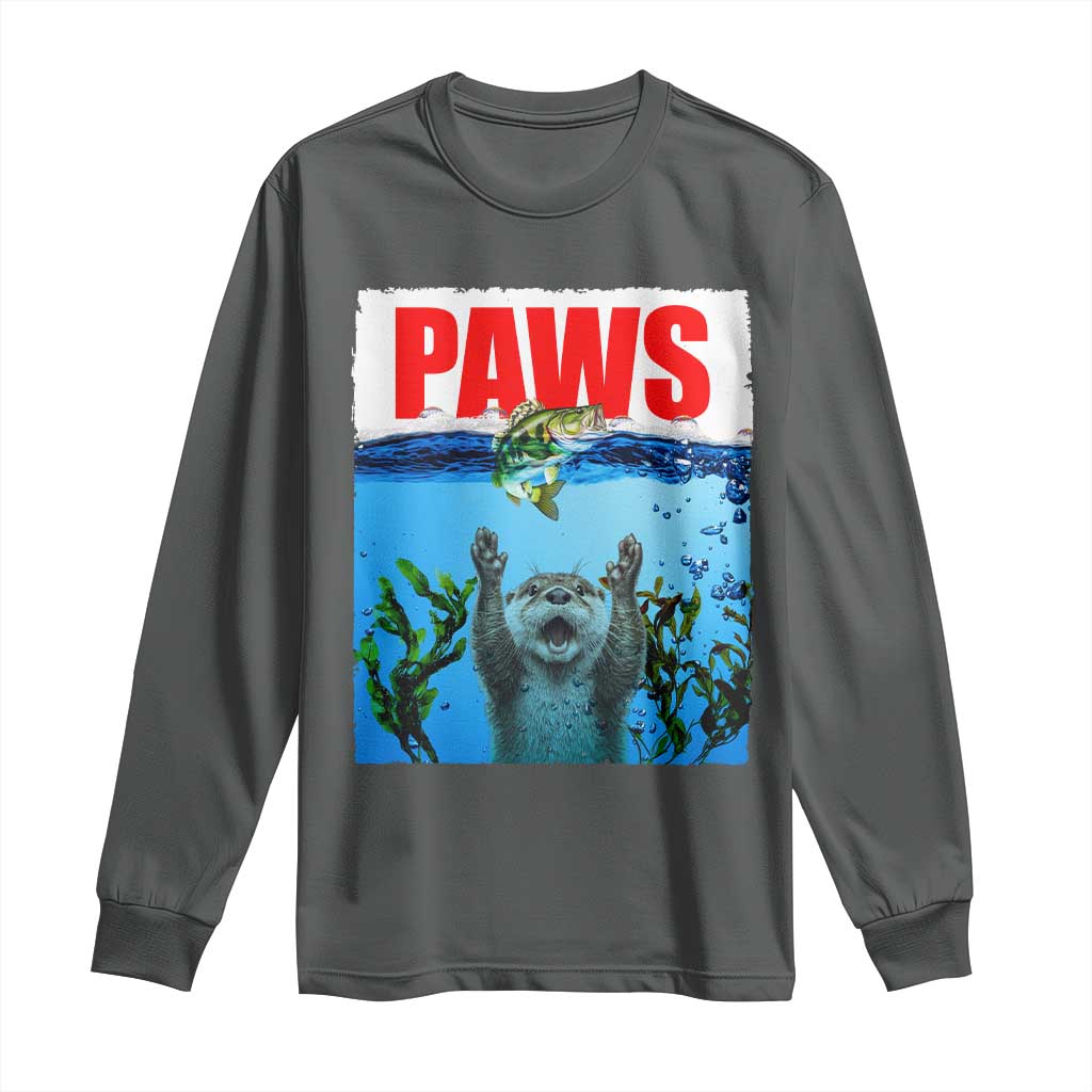Paws Parody Long Sleeve Shirt Otter Chasing Bass Fish Ocean - Wonder Print Shop