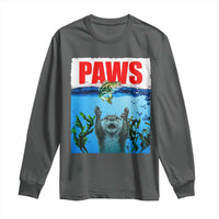 Paws Parody Long Sleeve Shirt Otter Chasing Bass Fish Ocean - Wonder Print Shop