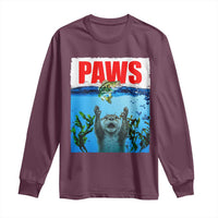 Paws Parody Long Sleeve Shirt Otter Chasing Bass Fish Ocean - Wonder Print Shop