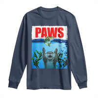 Paws Parody Long Sleeve Shirt Otter Chasing Bass Fish Ocean - Wonder Print Shop