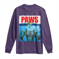 Paws Parody Long Sleeve Shirt Otter Chasing Bass Fish Ocean - Wonder Print Shop