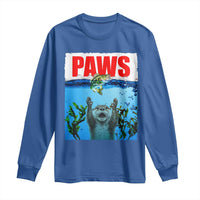 Paws Parody Long Sleeve Shirt Otter Chasing Bass Fish Ocean - Wonder Print Shop
