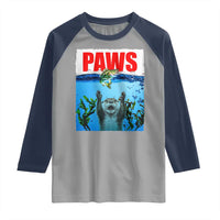 Paws Parody Raglan Shirt Otter Chasing Bass Fish Ocean - Wonder Print Shop