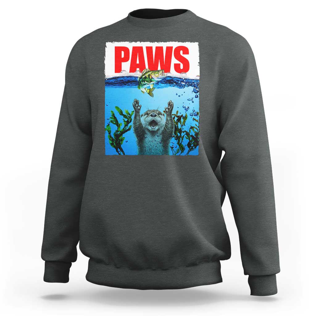 Paws Parody Sweatshirt Otter Chasing Bass Fish Ocean - Wonder Print Shop