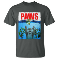 Paws Parody T Shirt Otter Chasing Bass Fish Ocean - Wonder Print Shop