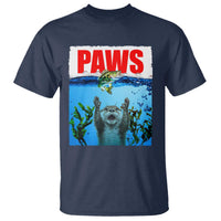 Paws Parody T Shirt Otter Chasing Bass Fish Ocean - Wonder Print Shop