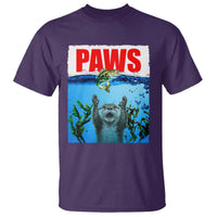 Paws Parody T Shirt Otter Chasing Bass Fish Ocean - Wonder Print Shop