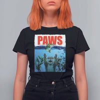 Paws Parody T Shirt For Women Otter Chasing Bass Fish Ocean - Wonder Print Shop
