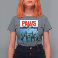 Paws Parody T Shirt For Women Otter Chasing Bass Fish Ocean - Wonder Print Shop