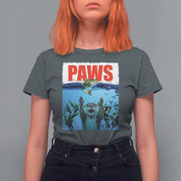 Paws Parody T Shirt For Women Otter Chasing Bass Fish Ocean - Wonder Print Shop