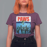 Paws Parody T Shirt For Women Otter Chasing Bass Fish Ocean - Wonder Print Shop