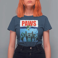 Paws Parody T Shirt For Women Otter Chasing Bass Fish Ocean - Wonder Print Shop