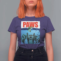 Paws Parody T Shirt For Women Otter Chasing Bass Fish Ocean - Wonder Print Shop