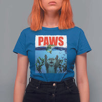Paws Parody T Shirt For Women Otter Chasing Bass Fish Ocean - Wonder Print Shop