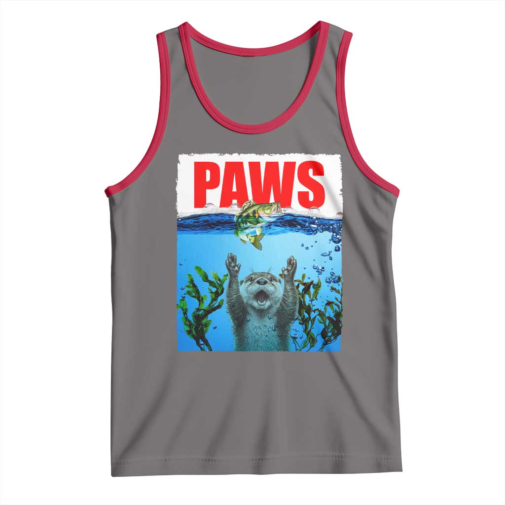 Paws Parody Tank Top Otter Chasing Bass Fish Ocean - Wonder Print Shop