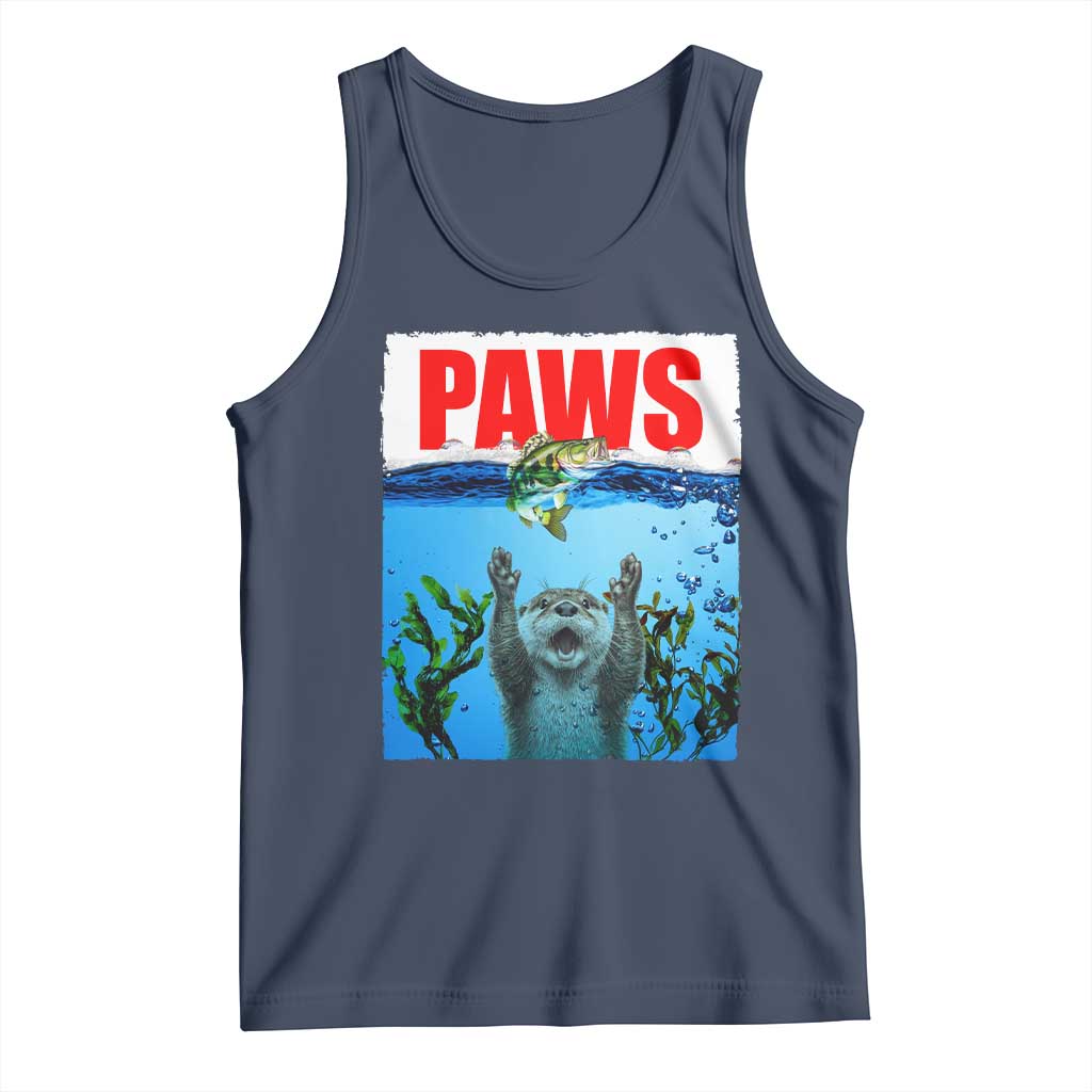 Paws Parody Tank Top Otter Chasing Bass Fish Ocean - Wonder Print Shop