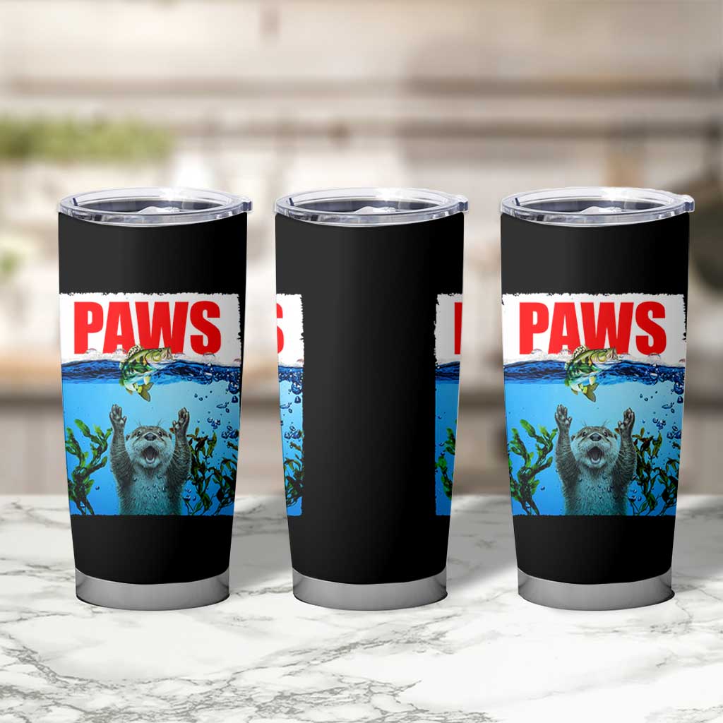 Paws Parody Tumbler Cup Otter Chasing Bass Fish Ocean