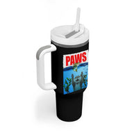 Paws Parody Tumbler With Handle Otter Chasing Bass Fish Ocean