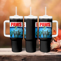 Paws Parody Tumbler With Handle Otter Chasing Bass Fish Ocean