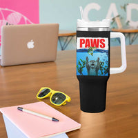 Paws Parody Tumbler With Handle Otter Chasing Bass Fish Ocean