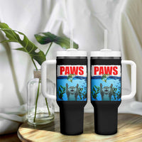 Paws Parody Tumbler With Handle Otter Chasing Bass Fish Ocean