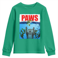 Paws Parody Youth Sweatshirt Otter Chasing Bass Fish Ocean - Wonder Print Shop
