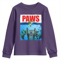 Paws Parody Youth Sweatshirt Otter Chasing Bass Fish Ocean - Wonder Print Shop