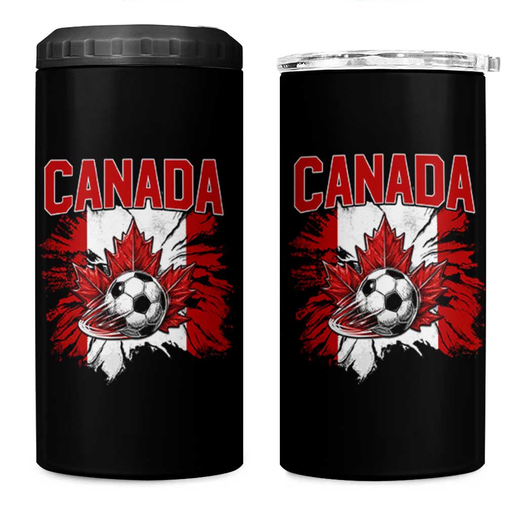 Canada Soccer Fan 4 in 1 Can Cooler Tumbler Canadian Football Game Day Suppoter