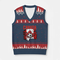Canada Soccer Fan V-Neck Knit Sweater Vest Canadian Football Game Day Suppoter