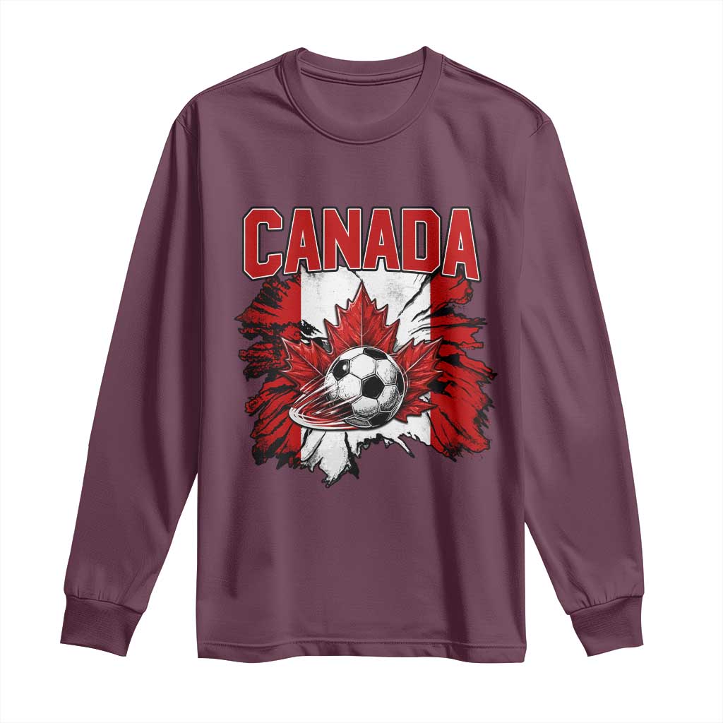 Canada Soccer Fan Long Sleeve Shirt Canadian Football Game Day Suppoter