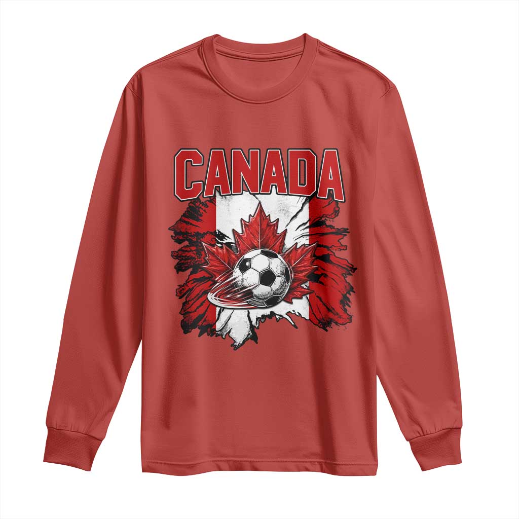 Canada Soccer Fan Long Sleeve Shirt Canadian Football Game Day Suppoter