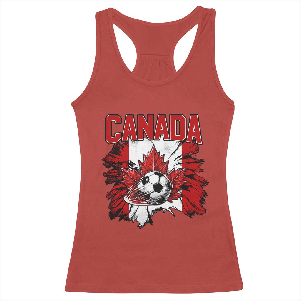 Canada Soccer Fan Racerback Tank Top Canadian Football Game Day Suppoter
