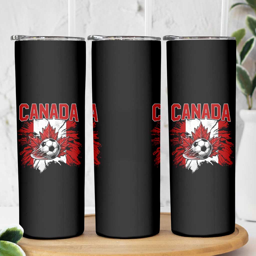 Canada Soccer Fan Skinny Tumbler Canadian Football Game Day Suppoter