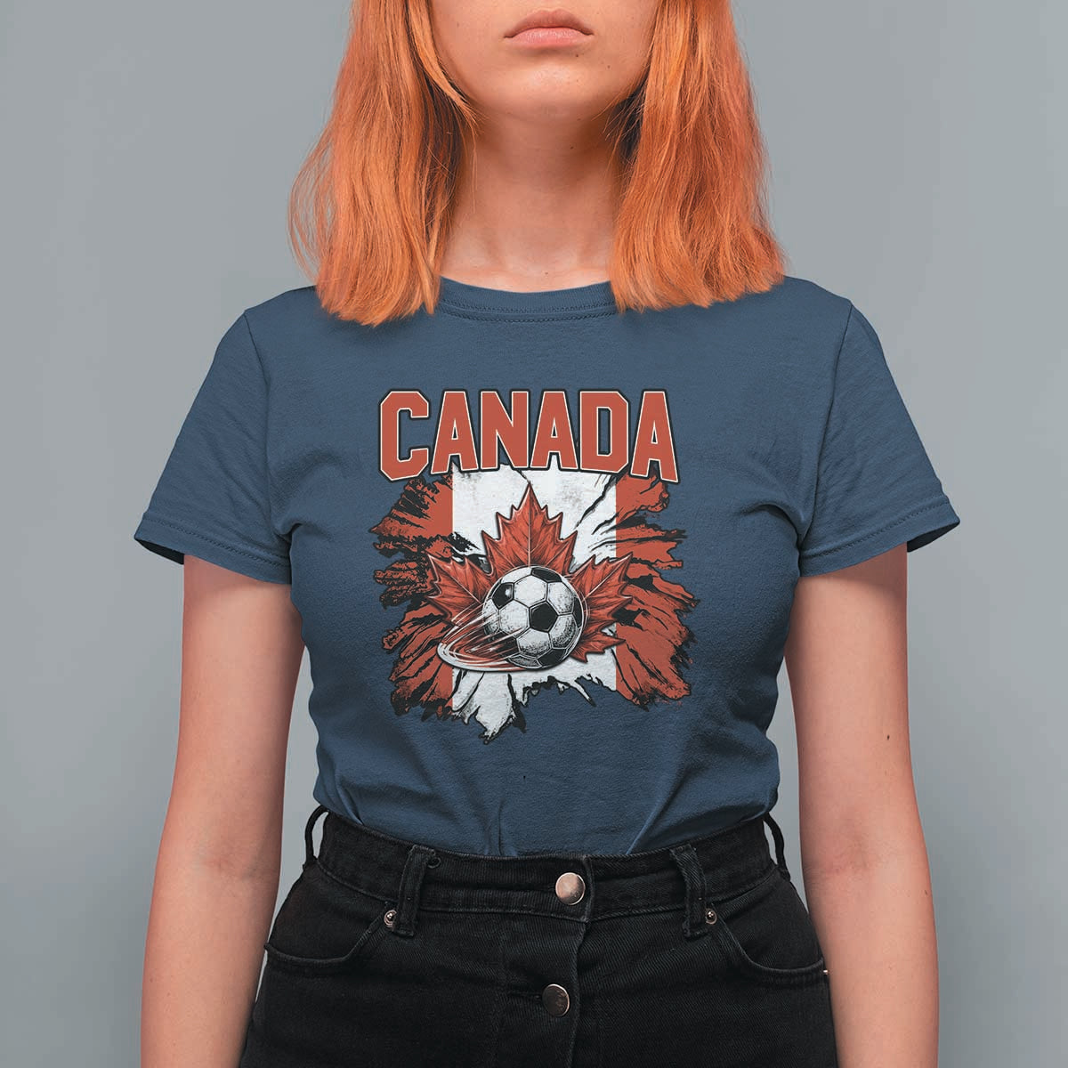 Canada Soccer Fan T Shirt For Women Canadian Football Game Day Suppoter