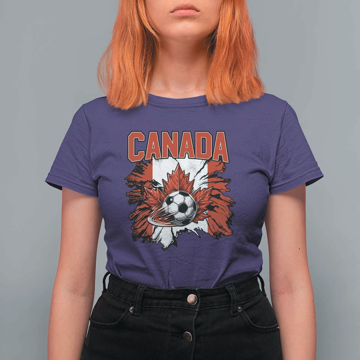Canada Soccer Fan T Shirt For Women Canadian Football Game Day Suppoter