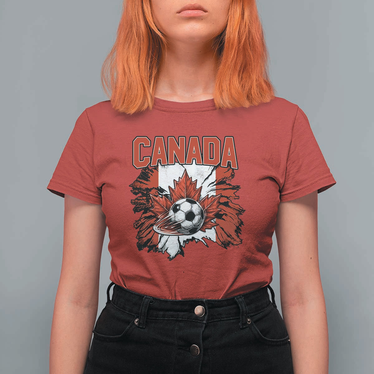Canada Soccer Fan T Shirt For Women Canadian Football Game Day Suppoter