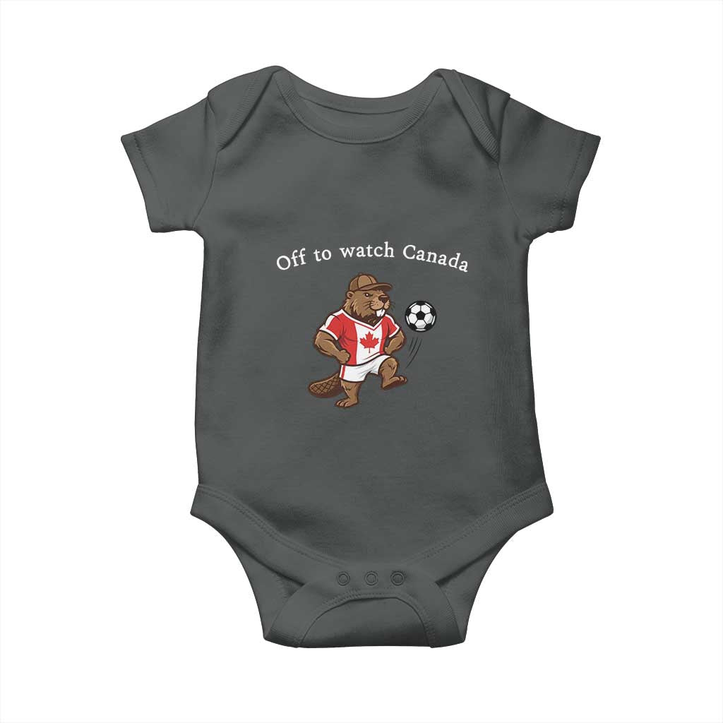Off to Watch Canada Baby Onesie Patriotic Canadian Beaver Football Soccer Fan Gift