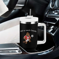 Off to Watch Canada Tumbler With Handle Patriotic Canadian Beaver Football Soccer Fan Gift