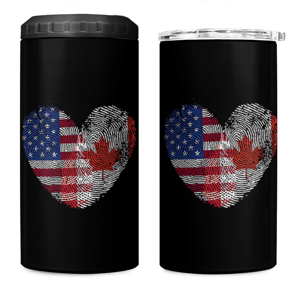 Half Canadian Half American USA Flag Canada America 4 in 1 Can Cooler Tumbler