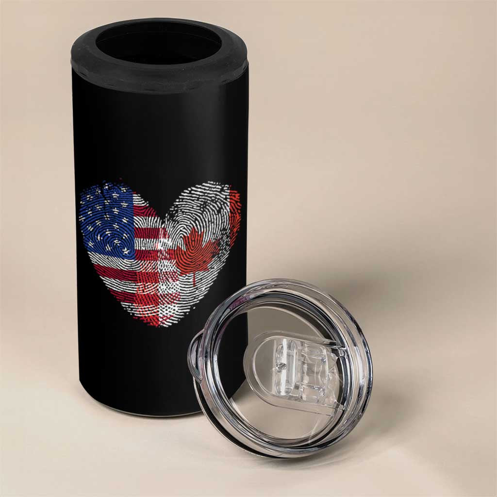 Half Canadian Half American USA Flag Canada America 4 in 1 Can Cooler Tumbler