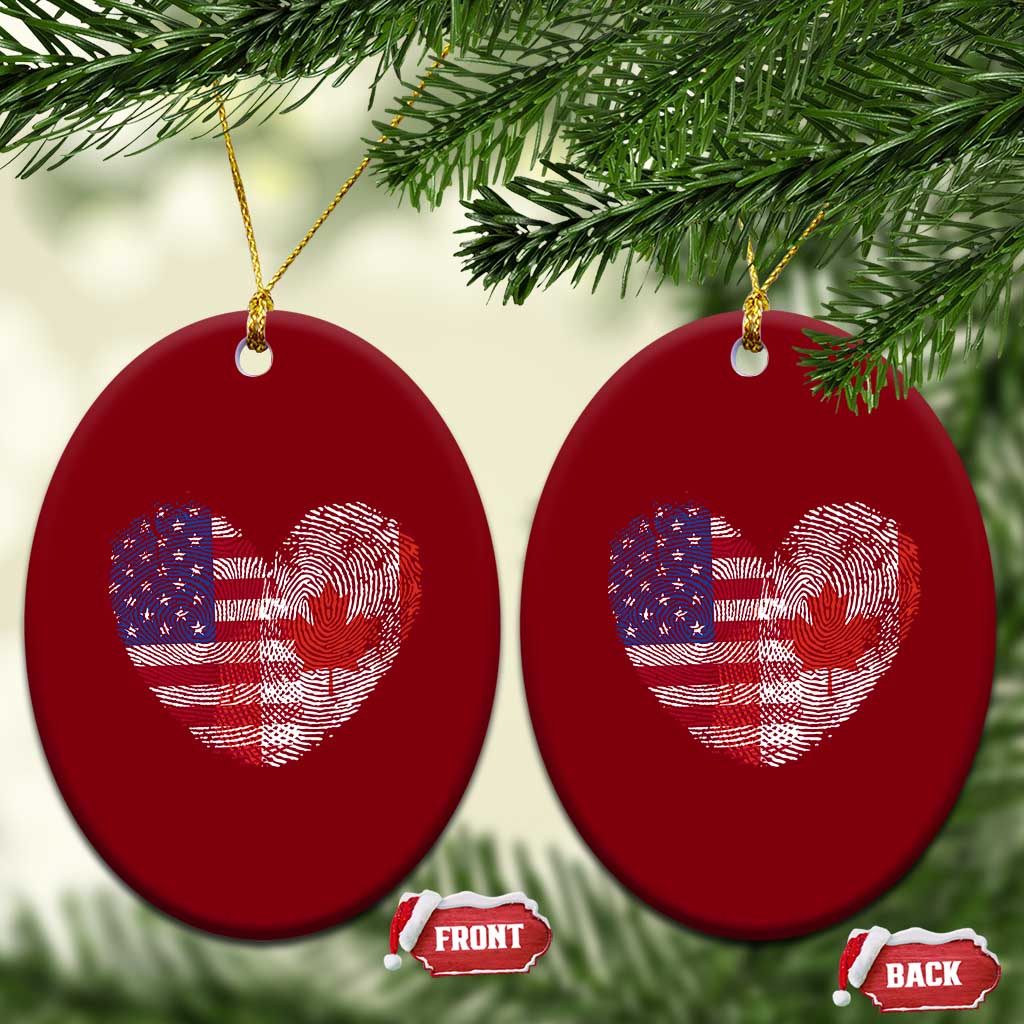 Half Canadian Half American USA Flag Canada America Ceramic Ornament