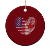 Half Canadian Half American USA Flag Canada America Ceramic Ornament