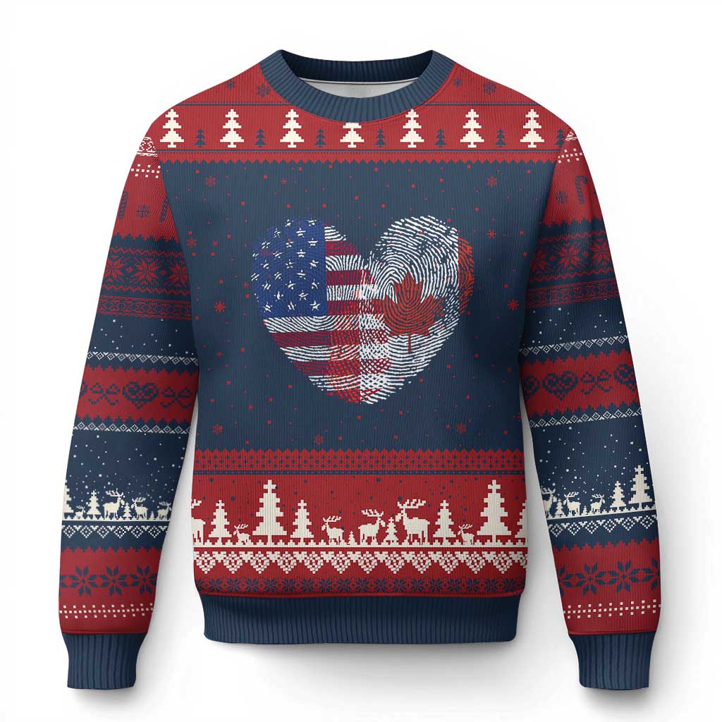 Half Canadian Half American USA Flag Canada America Ugly Christmas Sweater