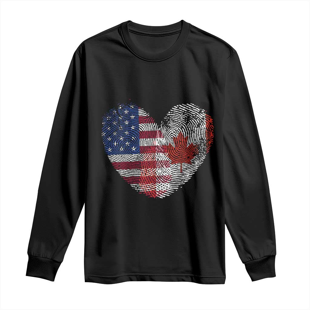 Half Canadian Half American USA Flag Canada America Long Sleeve Shirt