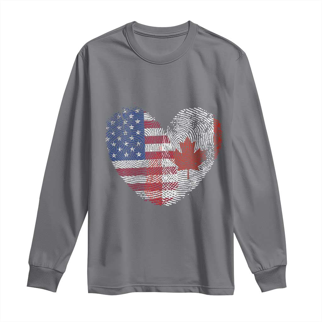 Half Canadian Half American USA Flag Canada America Long Sleeve Shirt